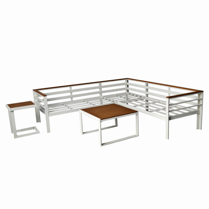 Set mobilier terasa/gradina KLUGMEISTER KJFA003, coltar 5 locuri si masa cu cadru de aluminiu, culoare gri [3]