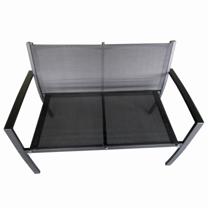 Set mobilier terasa/gradina KLUGMEISTER KJFT079, doua fotolii + canapea + masuta din sticla securizata, culoare neagra [4]