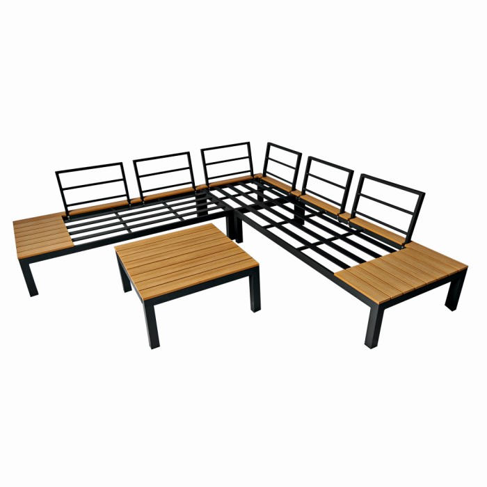 Set mobilier terasa/gradina premium din aluminiu si polywood KLUGMEISTER KJF4313, 4 piese (perne incluse), culoare gri [3]