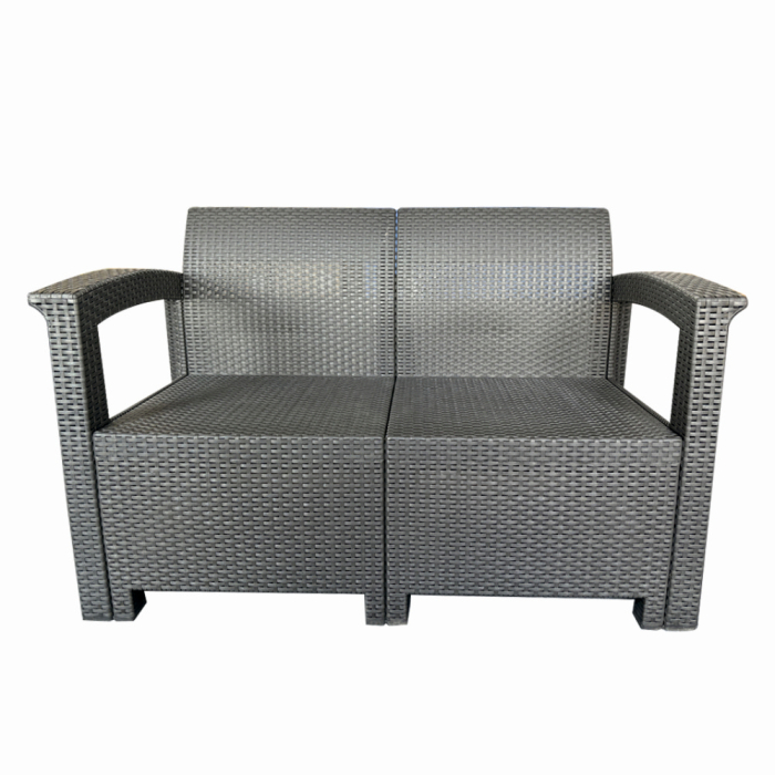 Set mobilier terasa/gradina tip ratan KLUGMEISTER KJF3132, canapea + doua fotolii + masa, culoare gri [3]