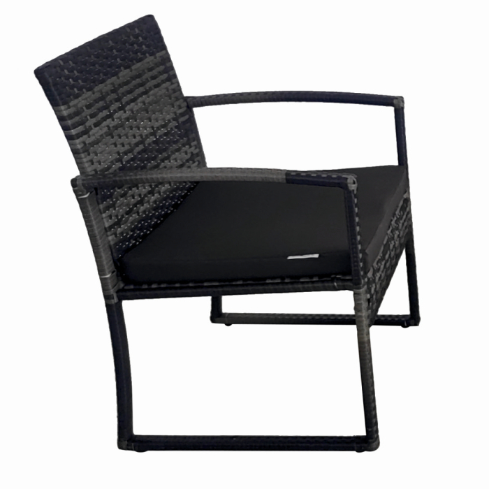 Set mobilier terasa/gradina tip ratan KLUGMEISTER KJF4965, canapea + doua fotolii + masuta din sticla securizata, culoare gri [5]