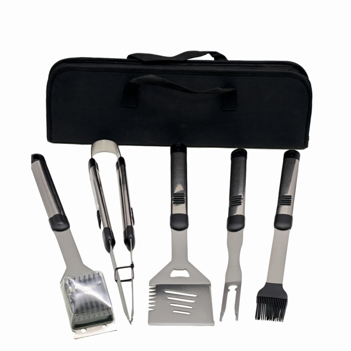 Set ustensile pentru gratar 5 piese KLUGMEISTER KY008, geanta inclusa, furculita + spatula + cleste + doua perii [2]