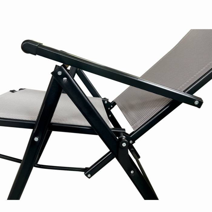Sezlong pliabil de gradina din otel KLUGMEISTER KJF3792, pliabil, dimensiuni 165x48x115 cm, culoare gri [6]