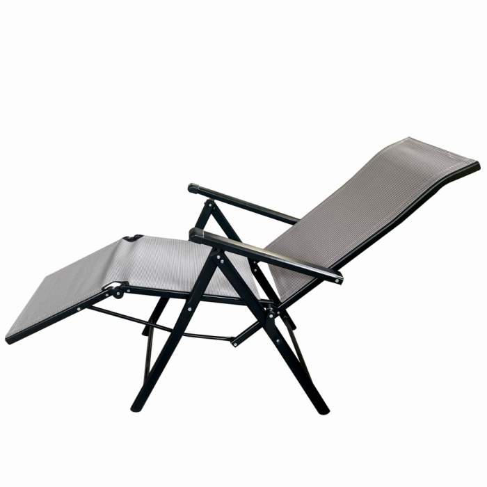 Sezlong pliabil de gradina din otel KLUGMEISTER KJF3792, pliabil, dimensiuni 165x48x115 cm, culoare gri [4]