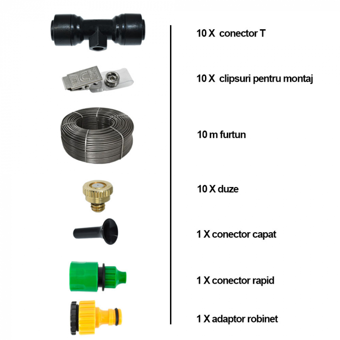 Sistem racire exterioara terase racire prin pulverizare 10m, 10 duze, 10 clipsuri montaj [4]