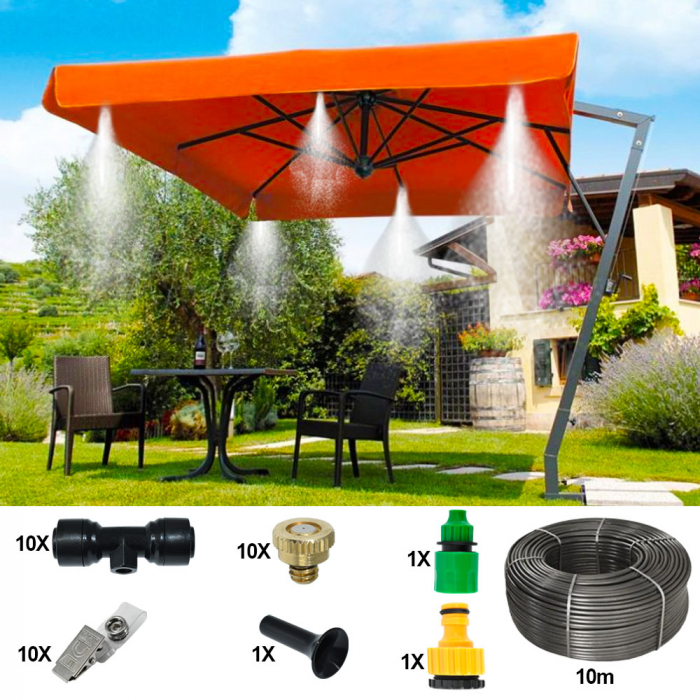 Sistem racire exterioara terase racire prin pulverizare 10m, 10 duze, 10 clipsuri montaj [2]