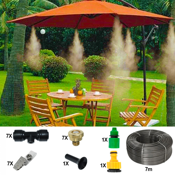 Sistem racire exterioara terase racire prin pulverizare, 7m, 7 duze, 7 clipsuri montaj [2]