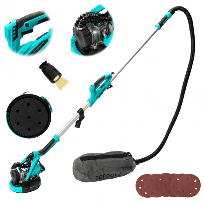Slefuitor pentru pereti cu aspirator si LED, extensibil, 750W, Ø215mm, DZ-C200, DeToolz [2]