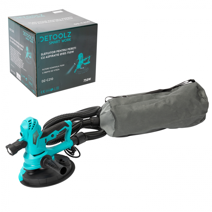 Slefuitor pentru pereti cu aspirator, DeToolz DZ-C210, 750W, 180mm [7]