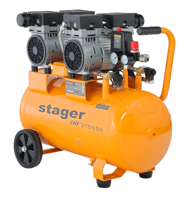 Stager Air 27DS50 compresor aer, 50L, 8bar, 270L/min, monofazat, angrenare directa, silentios [1]