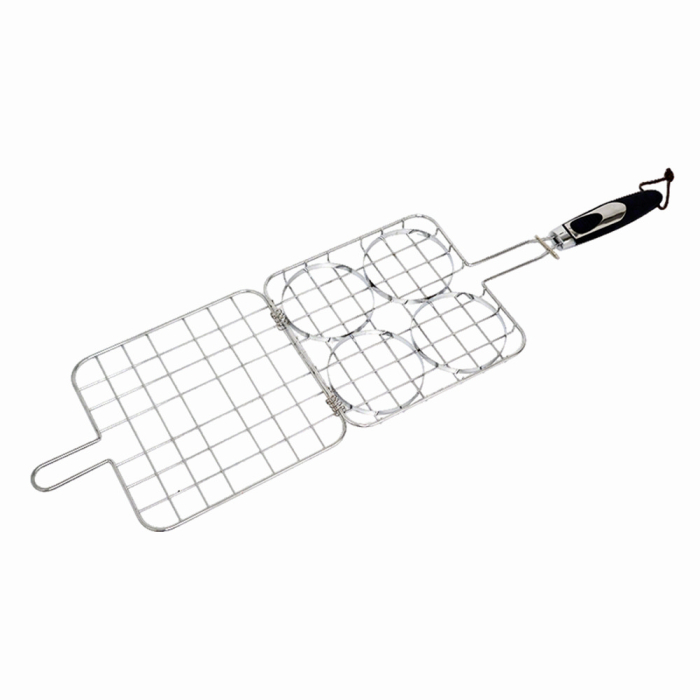 Suport carne hamburger pentru gratar KLUGMEISTER KY5223H, otel inoxidabil, maner termoizolant [2]