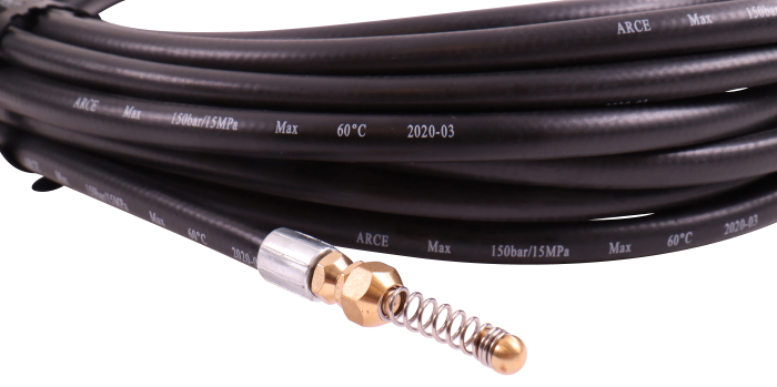 Texas Dispozitiv de curatat tevi compatibil cu aparatele de spalat HTR, 10m, duza in spirala [2]