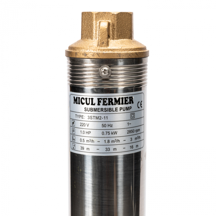 Pompa submersibila apa curata Micul Fermier GF-0710, 75QJD,corp inox, 750 W, 60 l/min debit maxim, 1" diametru conexiune, ax din inox,absorbtie 15 m, refulare 41 m [7]