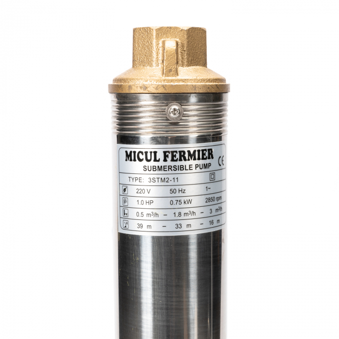 Pompa submersibila apa curata Micul Fermier GF-0710, 75QJD,corp inox, 750 W, 60 l/min debit maxim, 1" diametru conexiune, ax din inox,absorbtie 15 m, refulare 41 m [3]