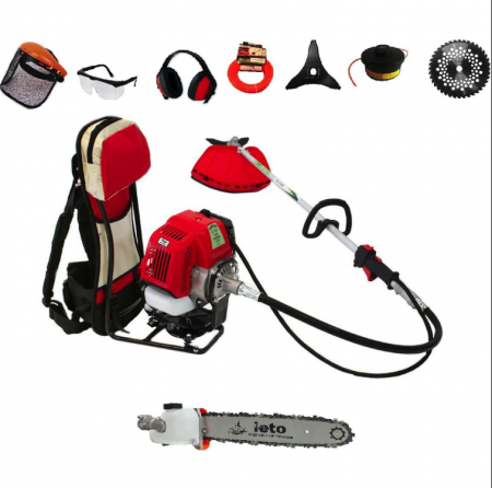Casa, gradina si ferma - Set Motocoasa tip rucsac Micul Fermier BC430KF, 4.76CP, + Cap drujba