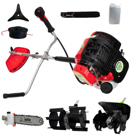Casa, gradina si ferma - Set Motocoasa cu. motor 4 timpi Micul Fermier BC35T, 1.1Cp + Cultivator + Prasitoare + Cap drujba