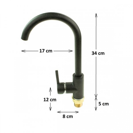 Baterie Fleko FZXC-MD410, Negru, pentru bucatarie, monocomanda , cartus ceramic 40mm [4]