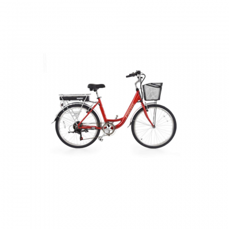 Biciclete - Bicicleta electrica Hecht prime red cu sasiu din aluminiu schimbator shimano acumulator 36 v