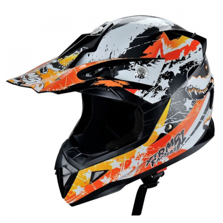 Casca moto ATV integrala Hecht 53915 design mozaic portocaliu marimea xs [1]