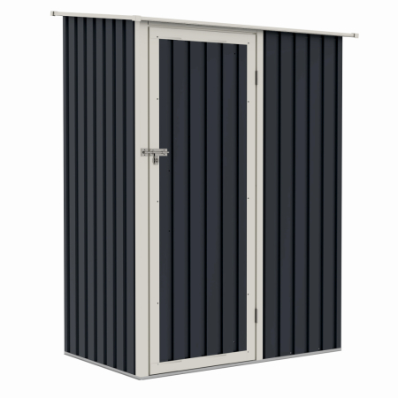 Casuta / magazie de gradina premium metalica, MESTERINO Joy-A, Gri/Bej, dimensiuni 143x89x186 cm, cu usa cu balama si baza metalica [2]