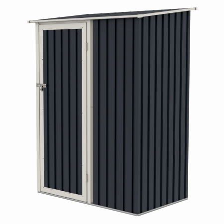 Casuta / magazie de gradina premium metalica, MESTERINO Joy-A, Gri/Bej, dimensiuni 143x89x186 cm, cu usa cu balama si baza metalica [1]