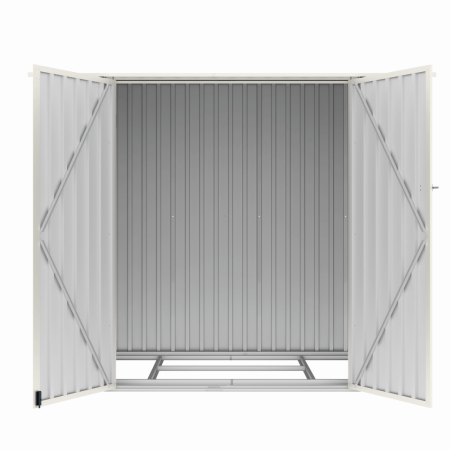 Casuta / magazie de gradina premium metalica, MESTERINO Joy-B, Gri/Bej, dimensiuni 222x149x194 cm, cu usi cu balama si baza metalica [3]