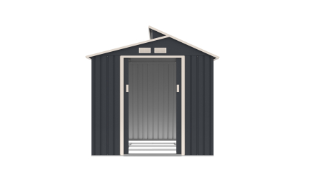 Casuta / magazie de gradina premium metalica, MESTERINO Oscar B Gri/Bej, dimensiuni 220x193x214 cm, cu baza metalica [2]