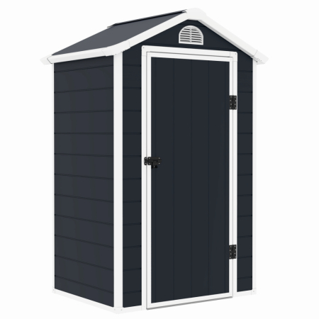 Casuta / magazie de gradina premium, panel plastic si ranforsare metal, MESTERINO AVE-A, Gri/Bej, dimensiuni 134x104x204 cm, usa cu balama, baza metalica [1]