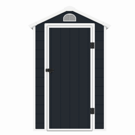 Casute pentru gradina - Casuta / magazie de gradina premium, panel plastic si ranforsare metal, MESTERINO AVE-A, Gri/Bej, dimensiuni 134x104x204 cm, usa cu balama, baza metalica