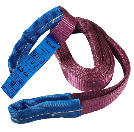 Import - Chinga ridicare cu urechi 1T, 3m, violet, latime 30mm