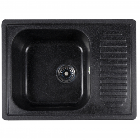 GF-2232 Chiuveta compozit dreptunghiulara neagra cu picurator 640x490mm [2]