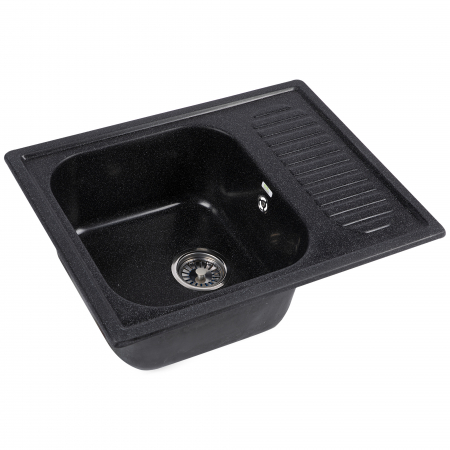 GF-2232 Chiuveta compozit dreptunghiulara neagra cu picurator 640x490mm [1]