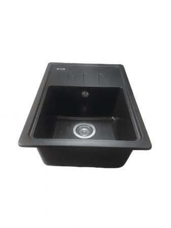 Chiuveta PREMIUM LIANA din compozit de granit pentru bucatarie NEGRU METALIC 620 x 430 mm, adancime cuva 190 mm, [3]