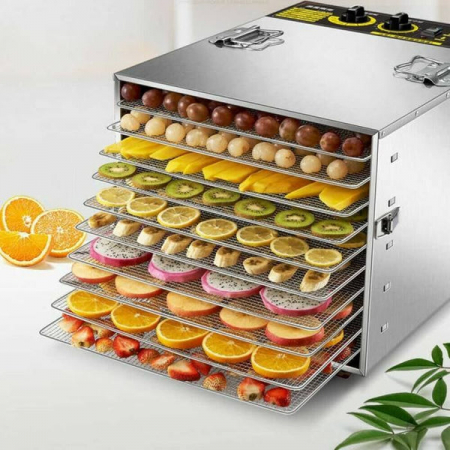 Uscătoare de fructe - Deshidrator alimente SS-10, 1000W, 10 tăvi inox