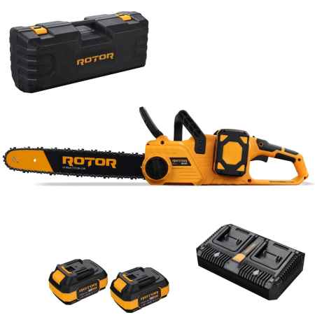 Drujbe - Drujbă electrică pe acumulator ROTOR RBS1601, 20V, 2 acumulatori de 4Ah incluși, lamă de 40 cm, viteză lanț de 26 m/s și valiză de transport