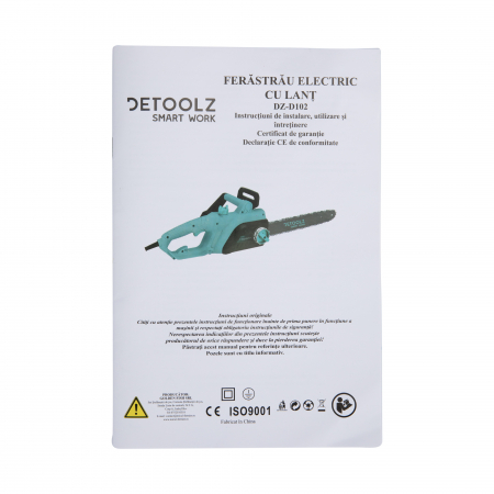 Drujba electrica (fierastrau) cu lant DETOOLZ DZ-D102, 2.000 W, 230 V, 40 cm lungime lama, 3/8" lant, 13 m.s viteza lant, accesorii incluse [8]