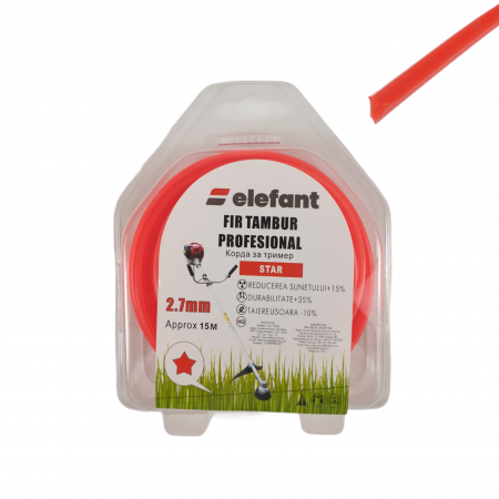 Accesorii motocositoare - FIR TAMBUR (STEA RED) 2.7mm x 15 m