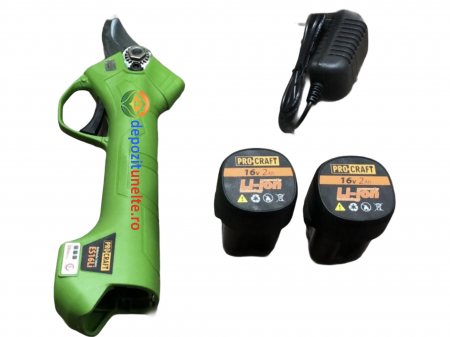 PACHET COMPLET Foarfeca electrica taiat vita de vie cu 2 buc. acumulatori 2Ah-16V Li-Ion + 1 buc. SET Cutit REZERVA Procraft ES16Li [10]