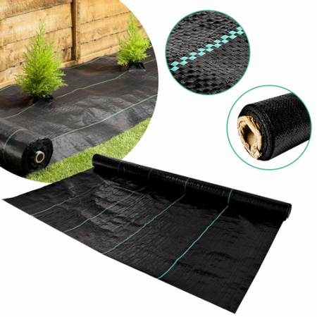 Folie antiburuieni/mulcire din polipropilena, MESTERINO PP1002150, 2.1 m X 50 m, densitate 100g/mp culoare neagra cu dungi, protectie UV [1]