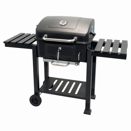 Gratar pe carbuni KLUGMEISTER FT01-017, material otel (husa inclusa), cu tava pentru cenusa, capac si roti de deplasare, suprafata gatire 54x43 cm [1]