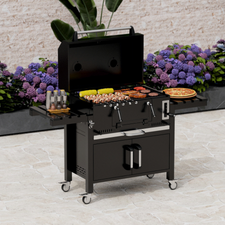 Gratar pe carbuni KLUGMEISTER FT01-070, material otel (husa inclusa), cu capac si roti de deplasare, suprafata gatire 72x43 cm [2]