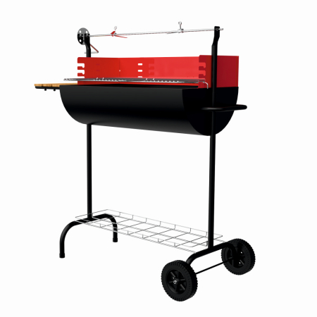 Gratar pe carbuni KLUGMEISTER KY1817ZL, material otel, cu rotisor si roti deplasare, suprafata gatire 65x39 cm [2]