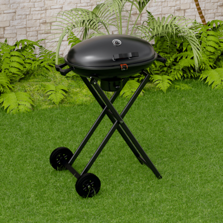 Gratar pe carbuni KLUGMEISTER KY30018, material otel, cu roti deplasare, pliabil, gura golire cenusa, suprafata gatire 54x37 cm [4]