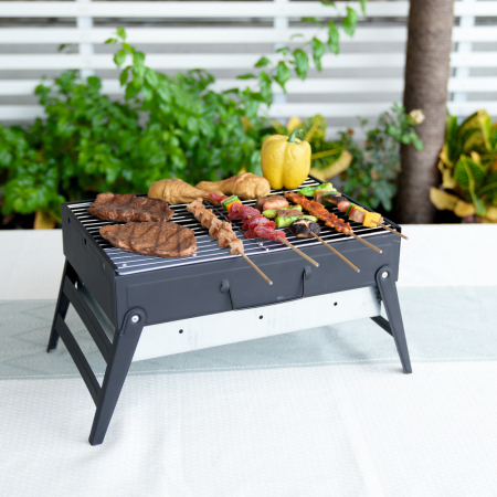 Gratar pe carbuni KLUGMEISTER KYCG02-B, material otel, inaltime gatire 24 cm, dimensini 43.5x29x24 cm [3]