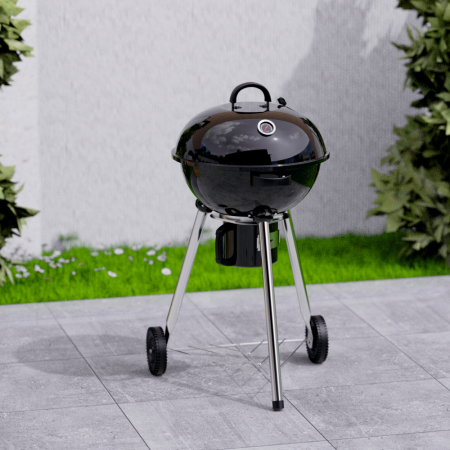 Gratar pe carbuni KLUGMEISTER YH22018K, material otel, cu capac si roti de deplasare, inaltime gatire 73 cm, dimensiuni 52x56x96 cm [3]