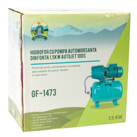 Hidrofor apa 24L, 1.5KW, 53m, 50L/Min, Micul Fermier AUTOJET 100S (GF-1473) [9]