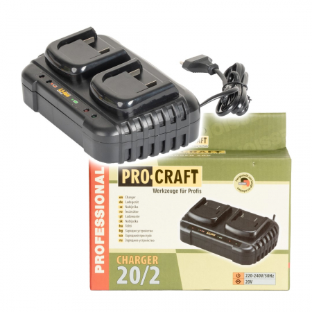 Incarcatoare pentru acumulatori - Încărcător dublu pentru acumulatori Procraft  20/2 20V, 4Ah