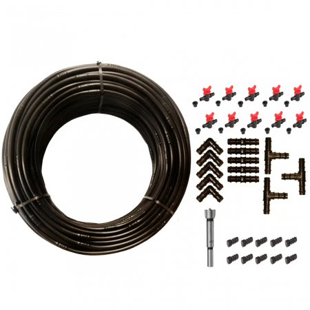 Kit Irigare  prin Picurare pentru 60 m 5 LINII de 10 m (Furtun 50m) DUZE 40cm debit 4l/h   44 Accesorii [13]