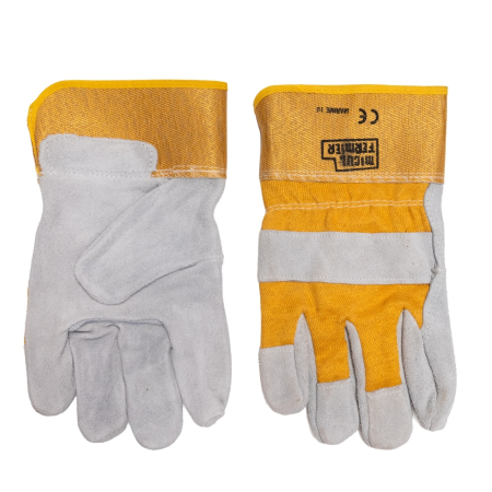 Manusi de lucru Micul Fermier, piele gri/galben, 10 [2]