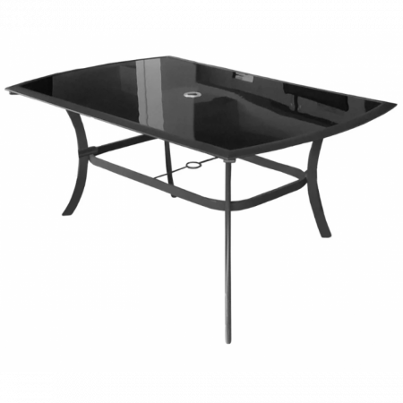 Mobilier pentru gradina - Masa pentru gradina si terasa HECHT SHADOW TABLE, blat din sticla neagra securizata, cadru din otel-aluminiu, 150 x 90 x 72 cm